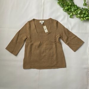 NWOT LOFT Knit Square Quarter Sleeve Top